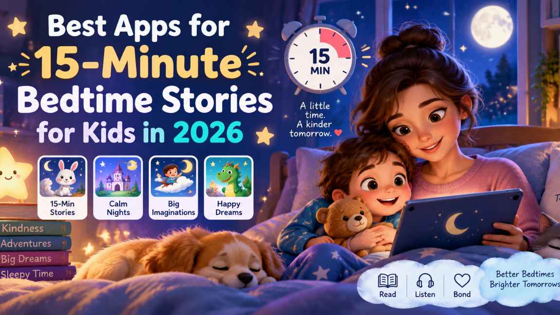 best apps for 15-minute bedtime stories for kids